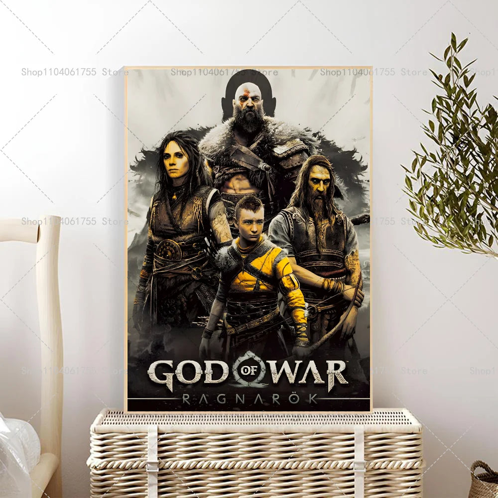 God of War Ragnarok Wall Poster – Self-Adhesive Waterproof Gaming Wall Poster Axl z4 10x15cm No Frame