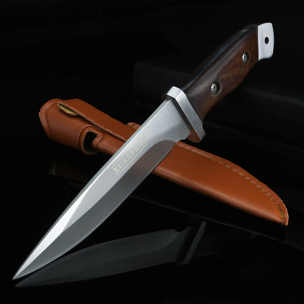 XUAN FENG D2 Steel Knife – Wood Handle BBQ & Outdoor Blade Outdoor Knife Axl 1pcs