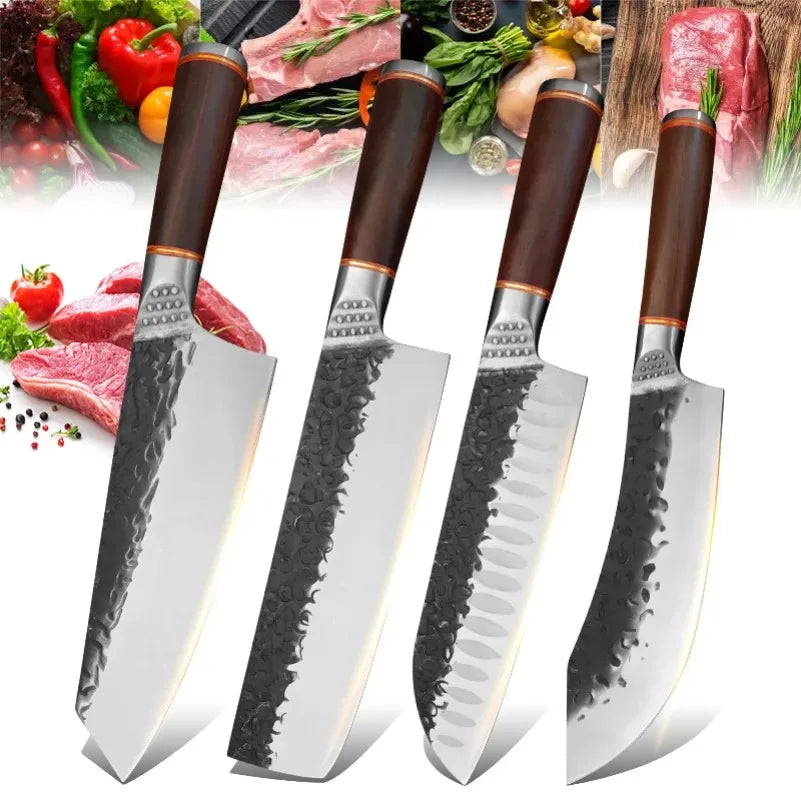 InLeung Forged Stainless Steel Boning & Chef Knife – Wood Handle Kitchen Boning Knife Axl