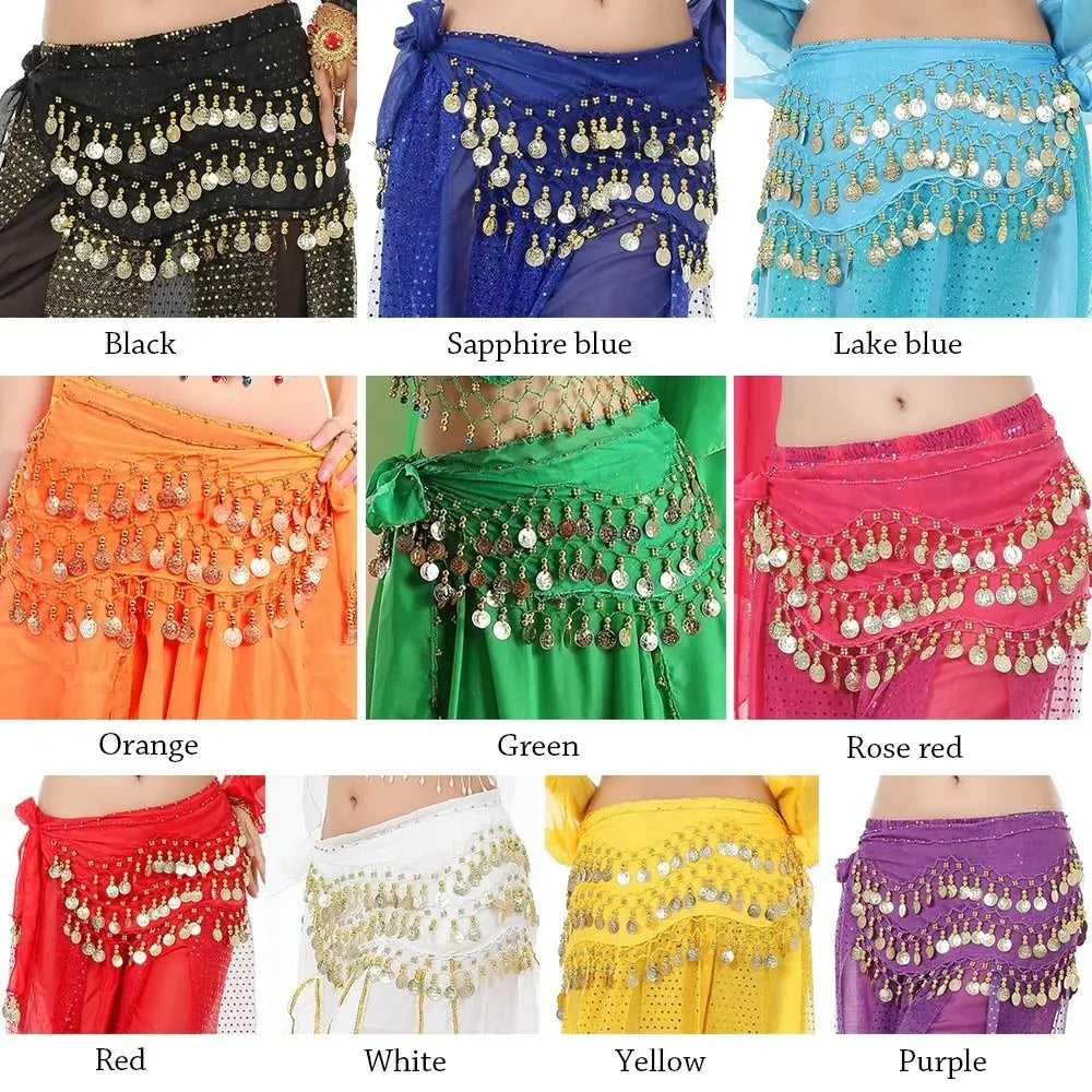 Women's Belly Dance Hip Scarf – Sequin Tassel Wrap Belt Skirt Belly Dance Costume Axl