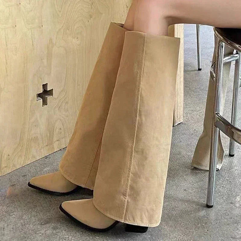 Women's Knee-High Pointed Toe Platform Boots | Winter Fashion Knee-High Boots Axl