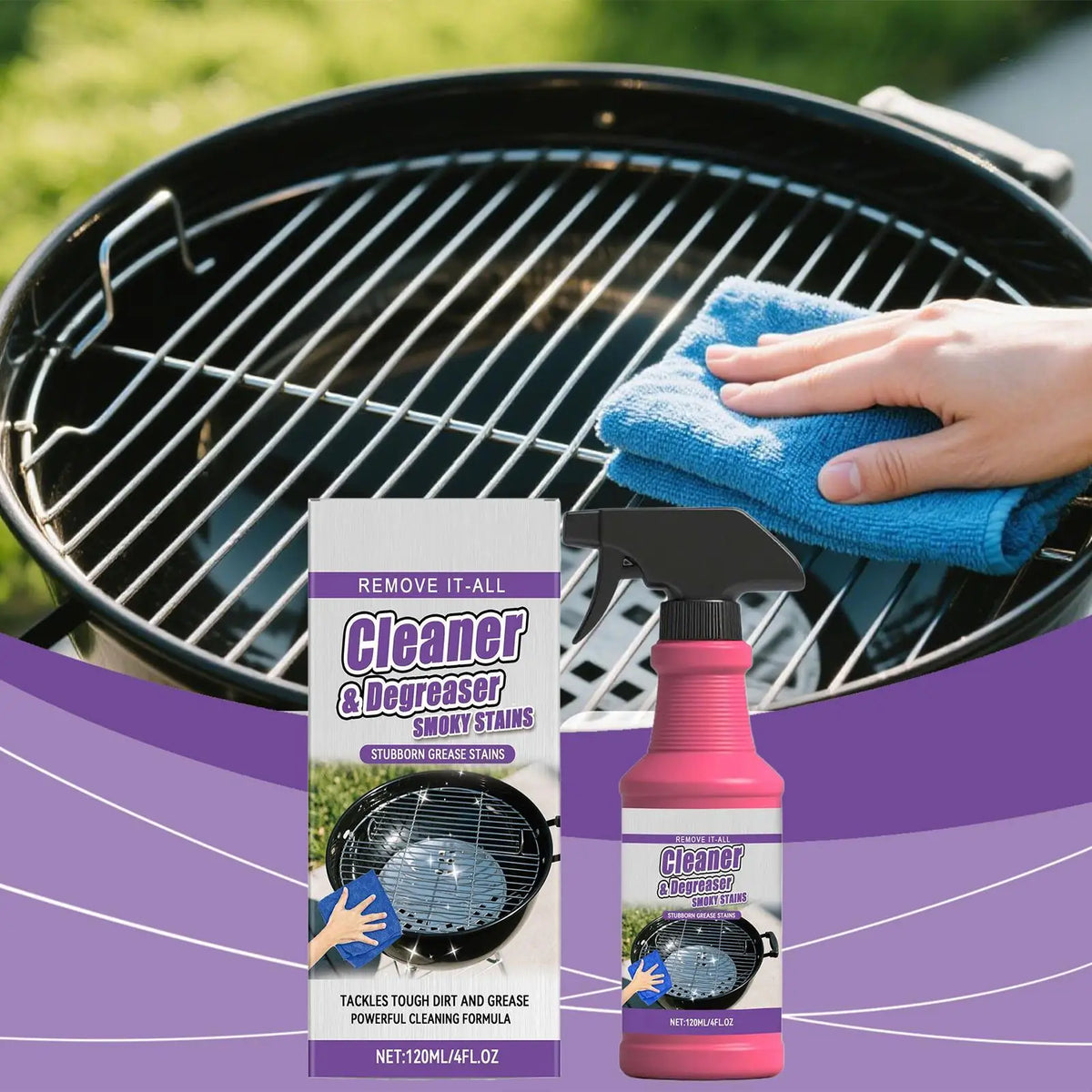 BBQ Grill Cleaner Spray 120ml – Heavy-Duty Degreaser Grill Degreaser Spray Axl