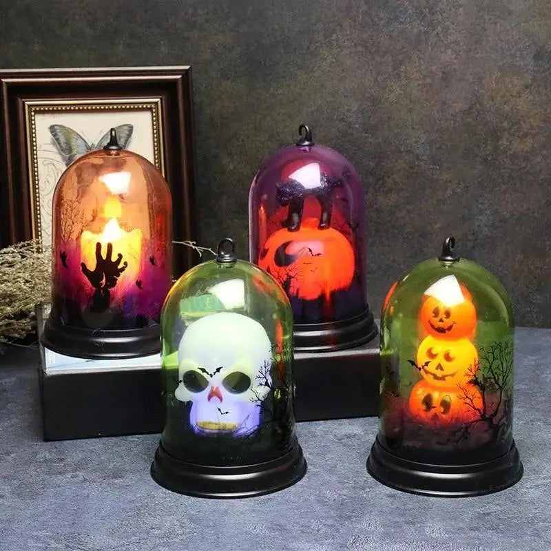 LED Evil Pumpkin Lamp – Halloween Night Light & Candle Holder Halloween Décor Light Axl