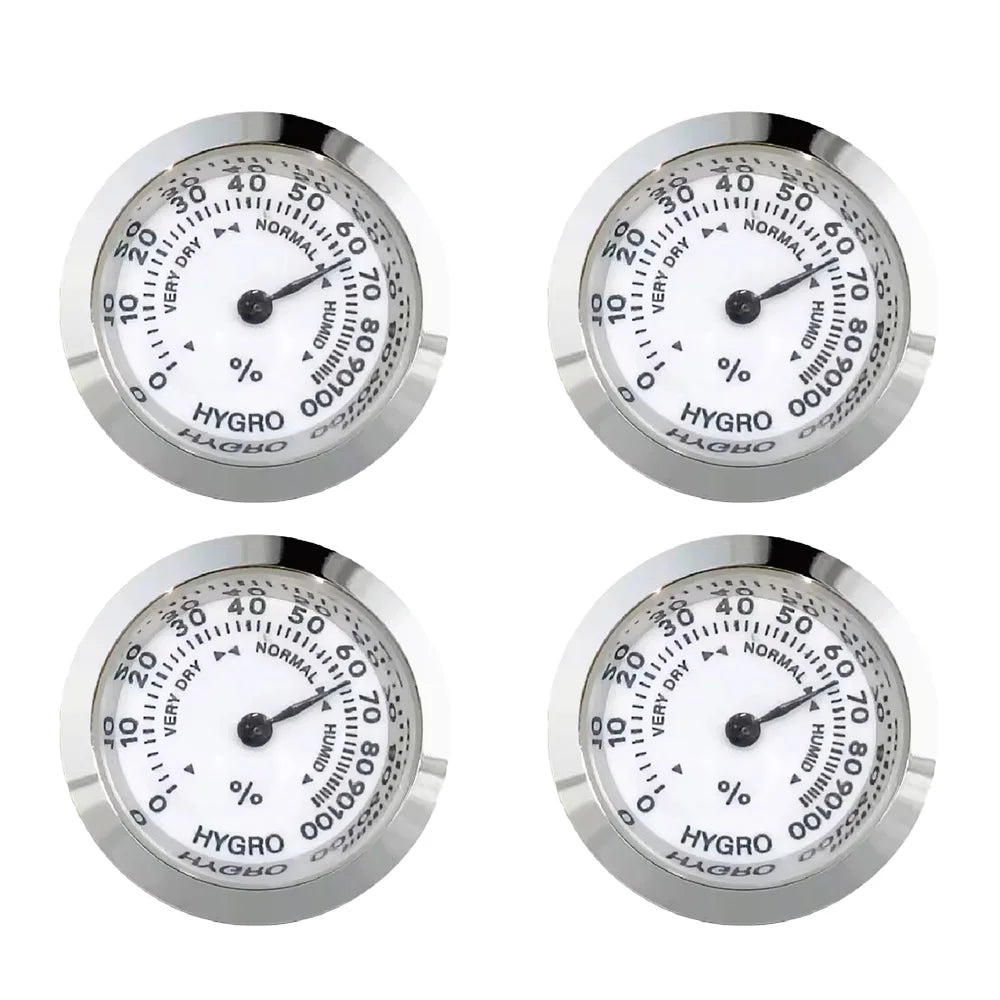 43mm Round Analog Hygrometer for Humidors, Guitar & Wine Box Analog Hygrometer Axl Silver-4pc