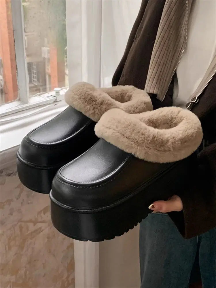 Women's Faux Fur Plush Mule Slippers – Cozy Winter House Shoes Faux Fur Slippers Axl