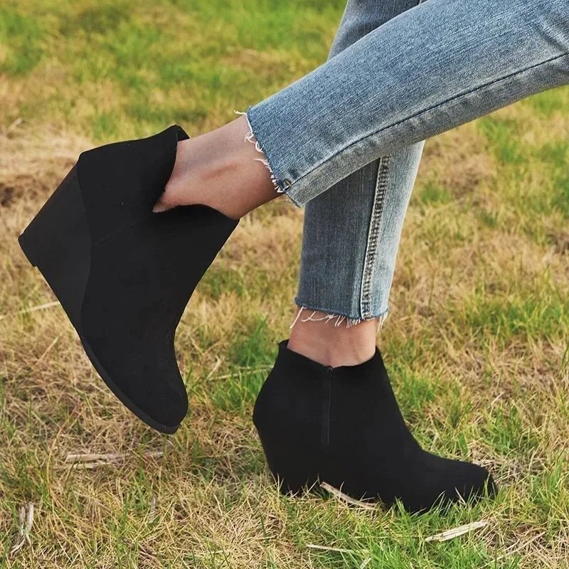 Women's Leopard Chelsea Boots | Wedge Heel Side Zipper Chelsea Ankle Boots Axl
