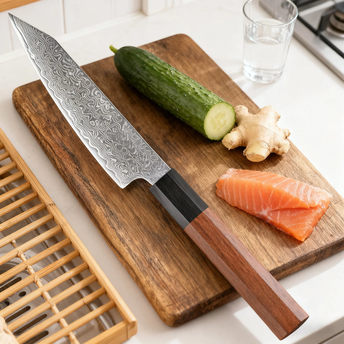 67-Layer Damascus Steel Chef Knife – 12.3" Slicing Knife Damascus Chef Knife Axl Utility Knife