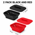 Foldable Silicone Air Fryer Basket with Lid | Reusable Baking Pan Silicone Baking Pan Axl 2 Pack -Black w Red