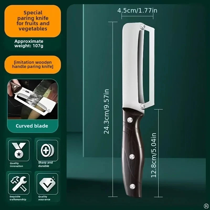 KEMORELA Stainless Steel Peeler & Slicer – Wooden Handle Vegetable Peeler Axl