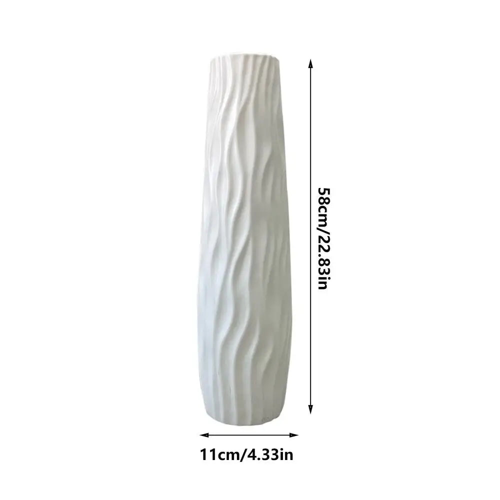 Tall 3D Relief Floor Vase for Dried Flowers & Home Decor Decorative Floor Vase Axl White