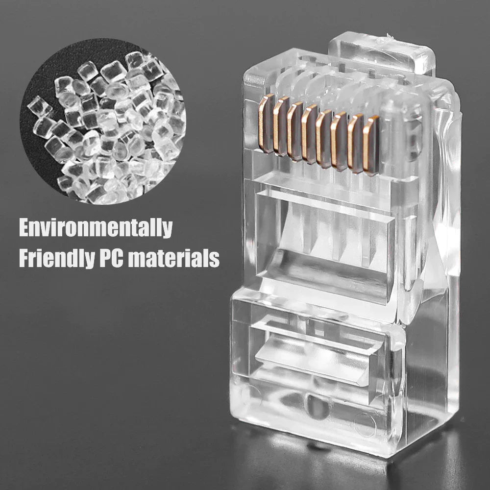 50-Pack RJ45 Crystal Plugs – Cat5e Cat6 Network Connectors Network Cable Connectors Axl