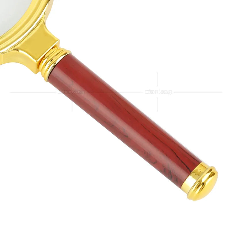 7X Handheld Magnifying Glass – Gold & Mahogany-Style Handle Handheld Magnifier Axl