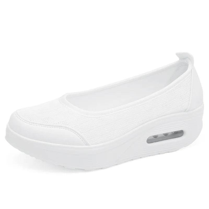 HAJINK Women's Platform Slip-On Vulcanized Shoes | Casual Heels Women's Platform Shoes Axl white1 37