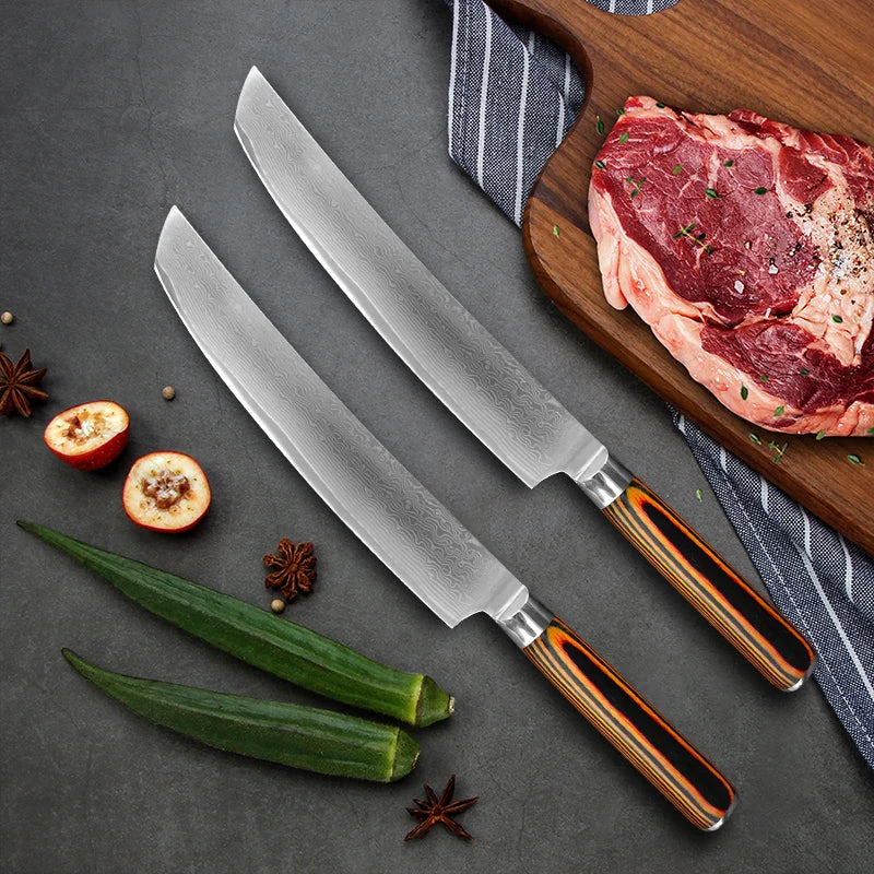 InLeung Damascus Steel Kitchen Knife – Japanese Slicer Damascus Kitchen Knife Axl