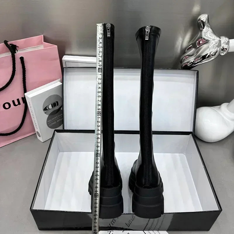 Women's Knee-High Platform Boots – Back Zip Plush Winter Booties Knee-High Boots Axl