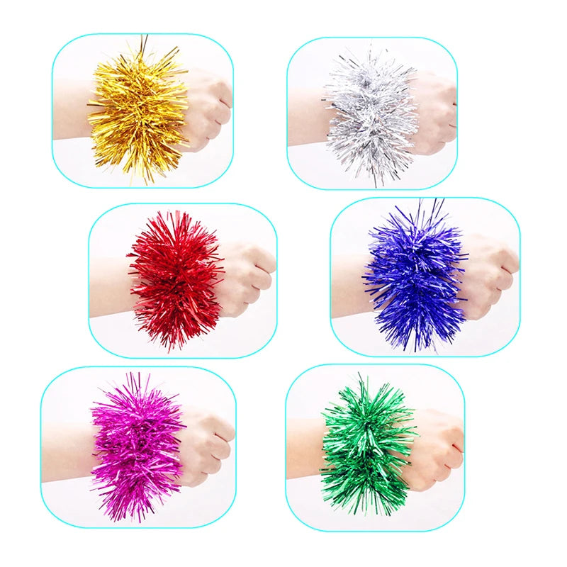 2 Pcs Cheerleading Wrist Pompoms – 7 Colors Dance Bracelet Cheerleading Pompoms Axl