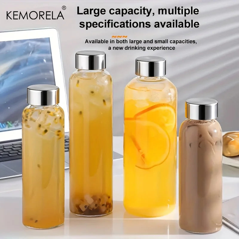 KEMORELA Glass Water Bottle – Leak-Proof 500/750/1000ml Glass Water Bottle Axl