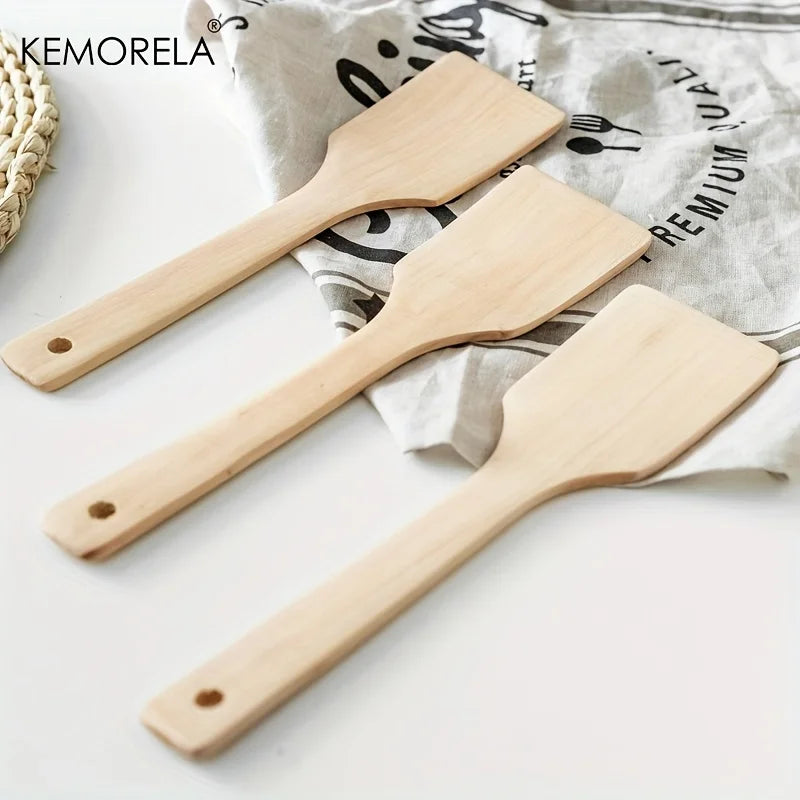 KEMORELA 2-Piece Natural Wooden Spatula Set – Nonstick Safe Wooden Spatula Set Axl