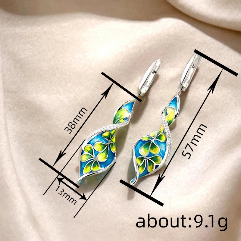 Huitan Twisty Flower Drop Earrings – CZ Sparkling Women's Jewelry Drop Earrings Axl