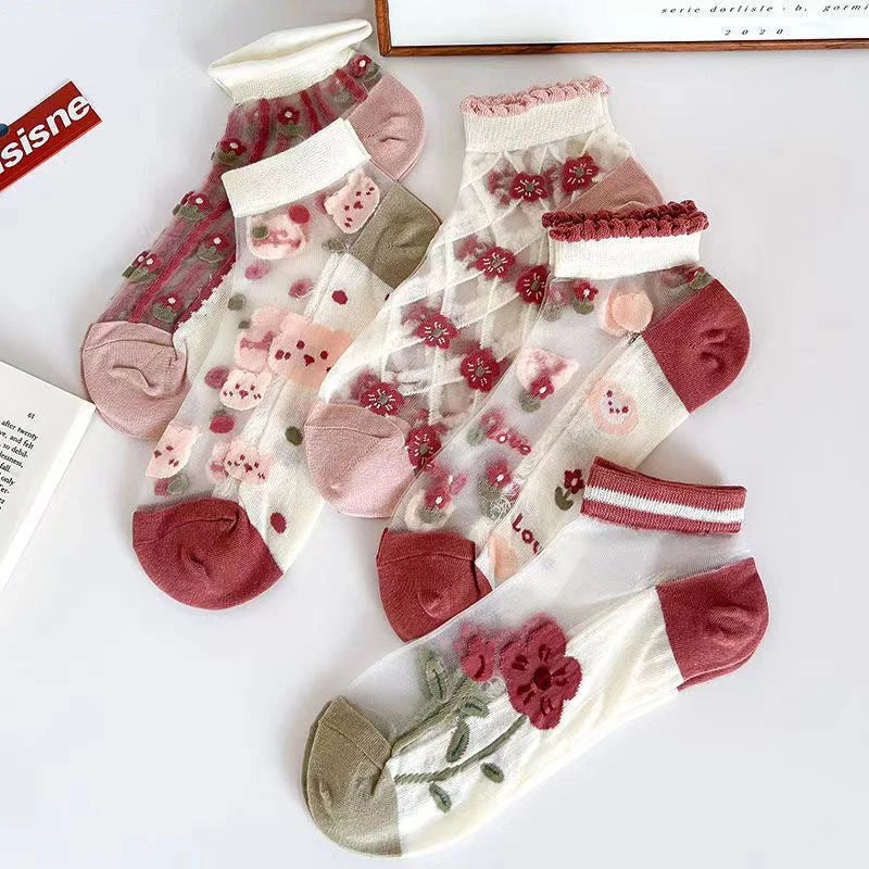 5 Pairs Women's Breathable Invisible Thin Socks – Summer Women's Socks Axl B One Size