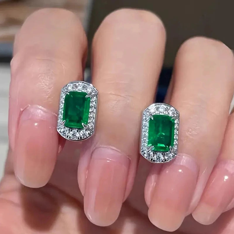 Huitan Green CZ Stud Earrings – Elegant Women's Jewelry CZ Stud Earrings Axl