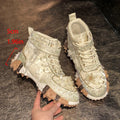 Women's Rhinestone Platform Sneakers | Thick Sole Mesh Shoes Platform Sneakers Axl WHITE 37