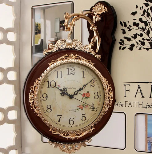 Double-Sided Retro Metal Wall Clock – Silent 30cm European Wall Clock Axl D 20 inch