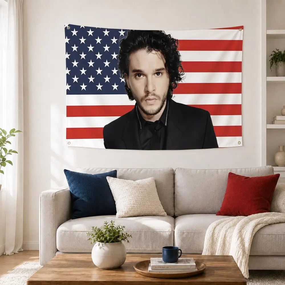 Kit Harington Fan Art Flag – Indoor & Outdoor Wall Banner Decorative Flag Banner Axl