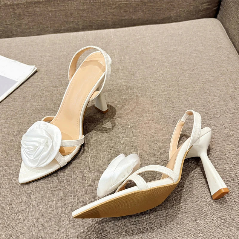 Silk Rose Flower High Heel Sandals – Wedding & Party Shoes High Heel Sandals Axl