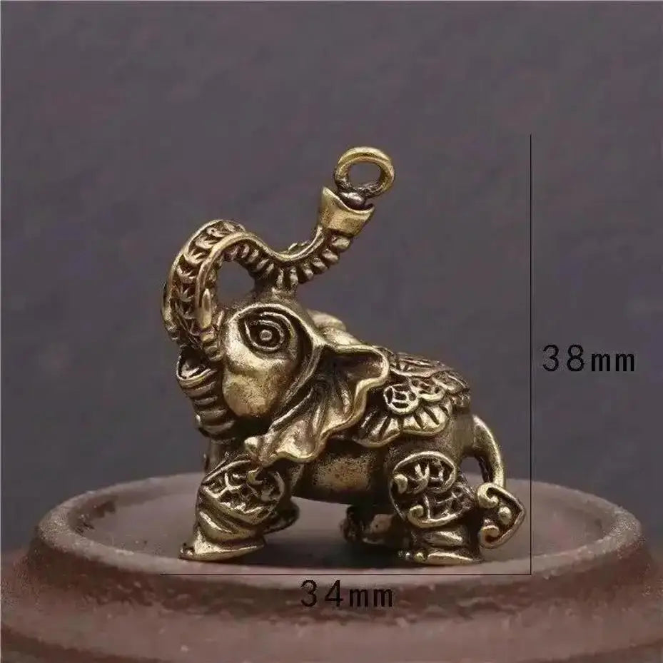Brass Elephant Keychain – Retro Copper Animal Charm Key Ring Animal Charm Keychain Axl