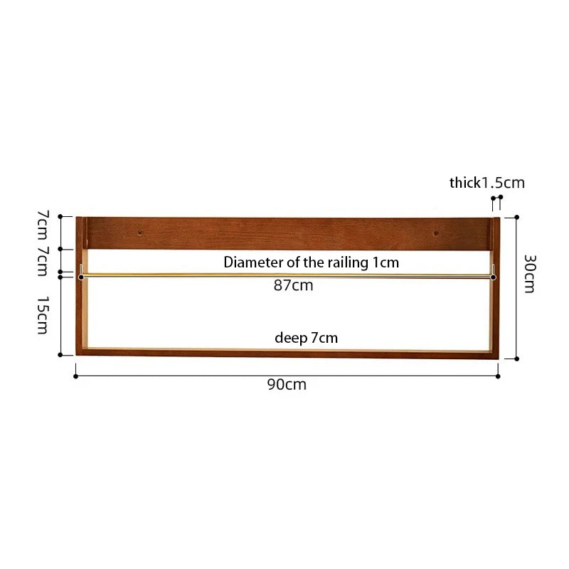 Solid Wood Floating Wall Shelf | Nordic Scandinavian Style Floating Wall Shelf Axl 90cm Walnut Color