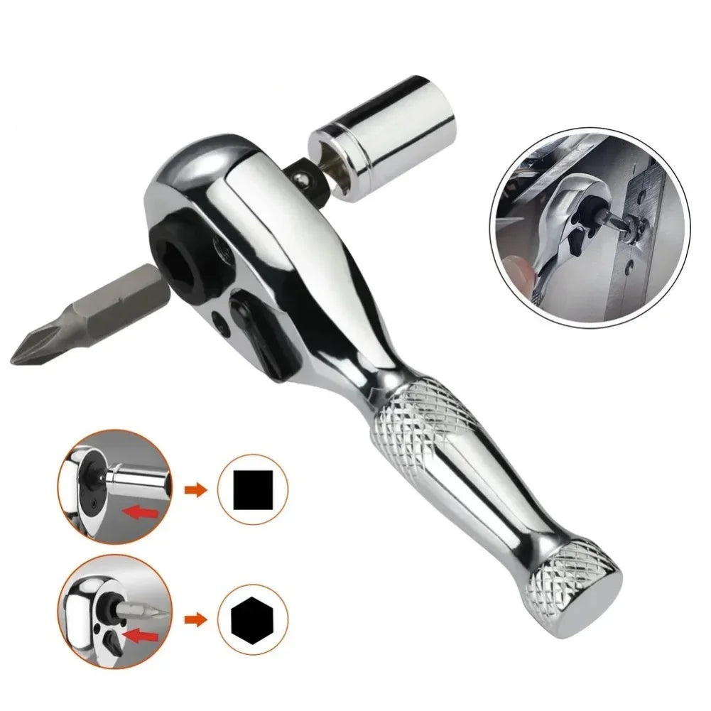 72-Tooth Double Head Ratchet Wrench – 1/4" CrV Steel Tool Ratchet Wrench Axl