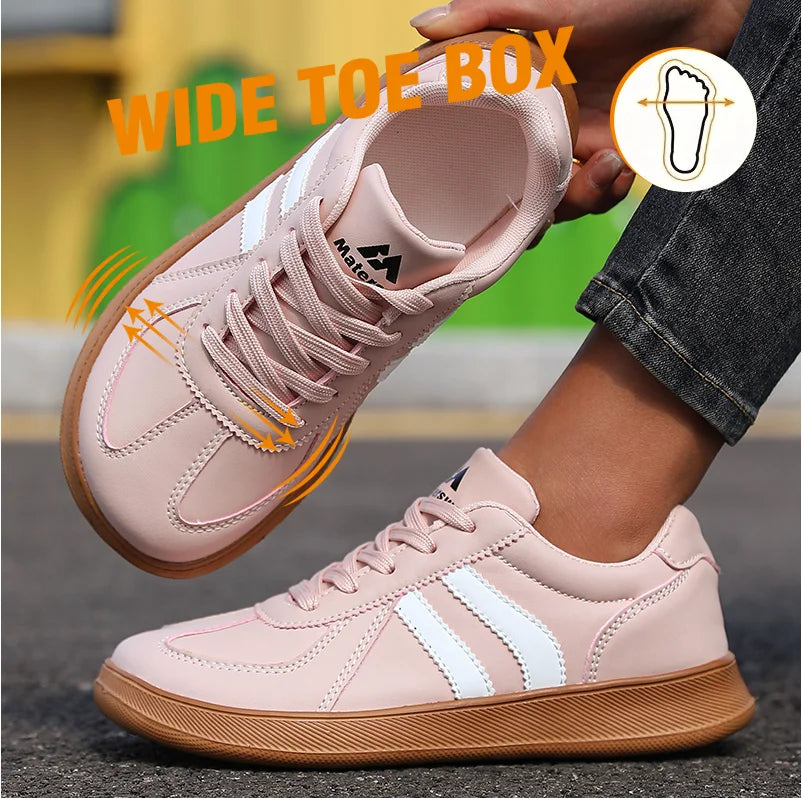 AZGB Women's Lightweight Striped Canvas Sneakers | Wide Fit Women's Walking Sneakers Axl