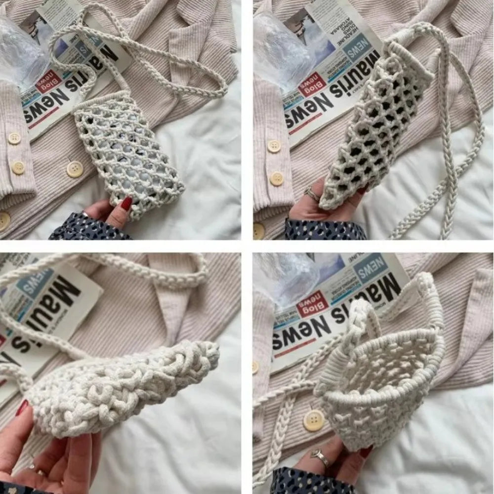 Crochet Crossbody Phone Bag – Woven Hollow-Out Mini Purse Crossbody Phone Bag Axl