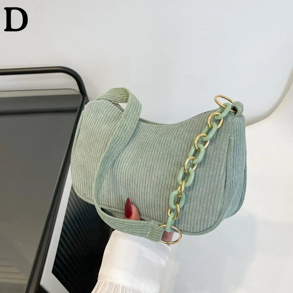 Women's Mini Corduroy Shoulder Bag – Half Moon Purse Mini Shoulder Bag Axl D S