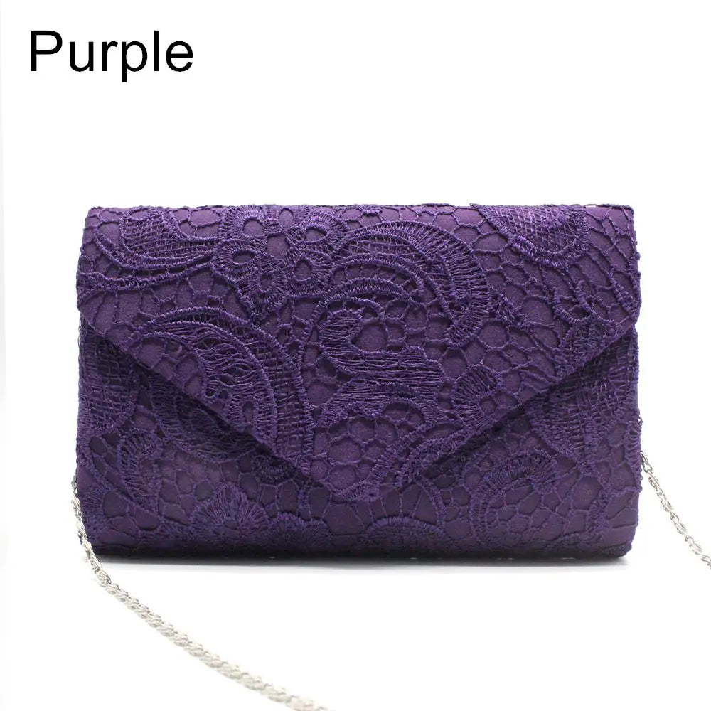 Women's Lace Clutch Bag – Evening Party & Wedding Purse Lace Clutch Bag Axl purple