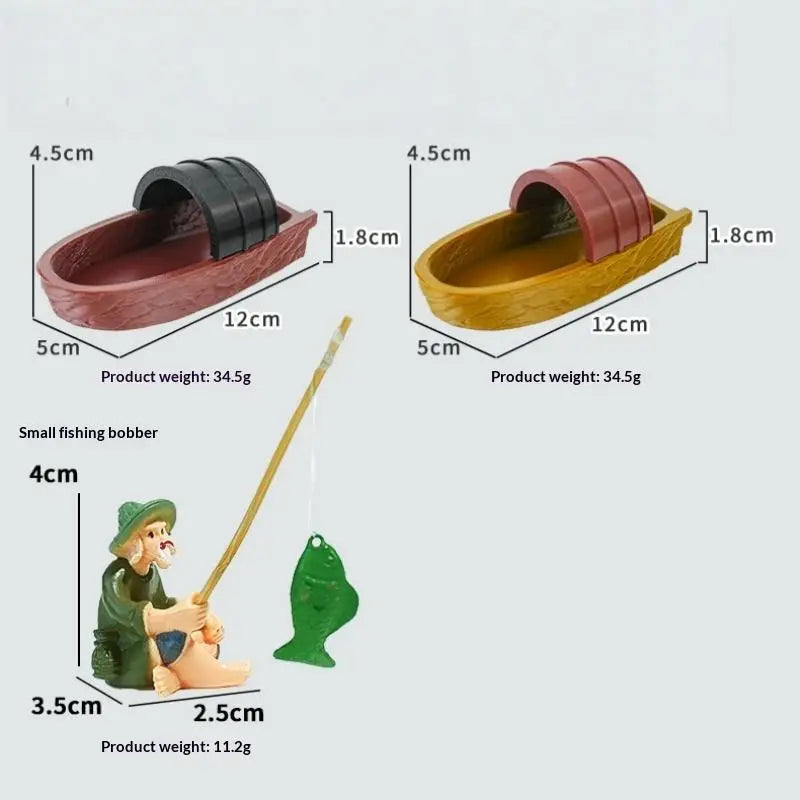 Floating Fisherman Mini Boat Aquarium Decoration | Fish Tank Decor Aquarium Decoration Axl