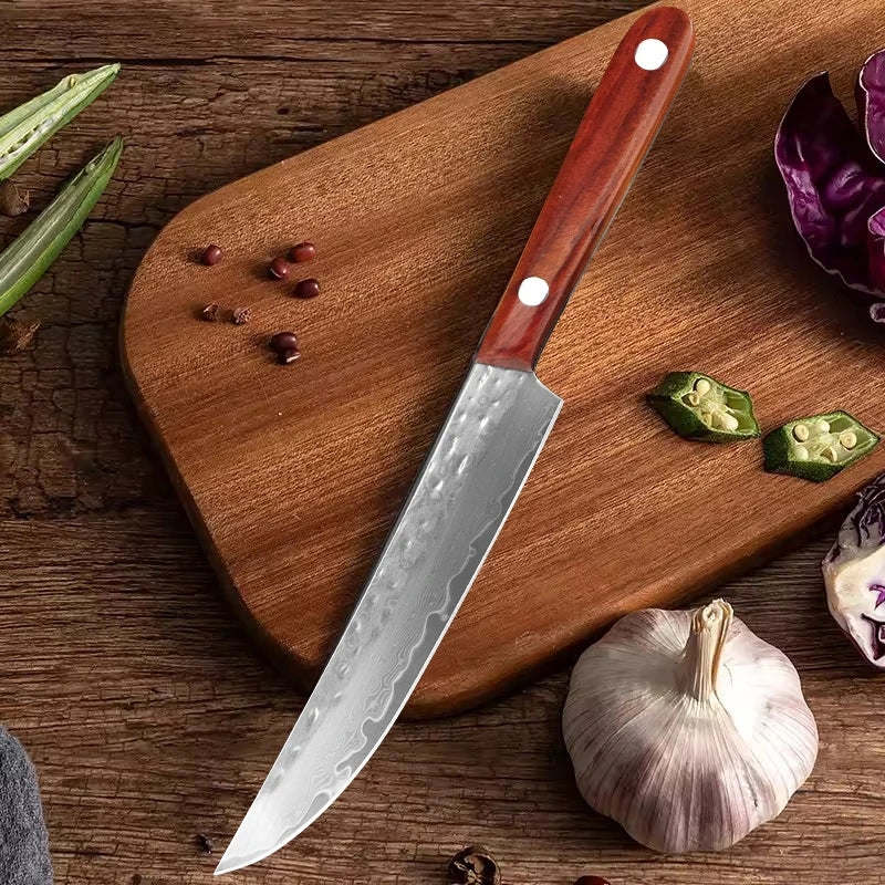 Hand Forged Damascus Steel Kitchen Knife – Wooden Handle Damascus Kitchen Knife Axl