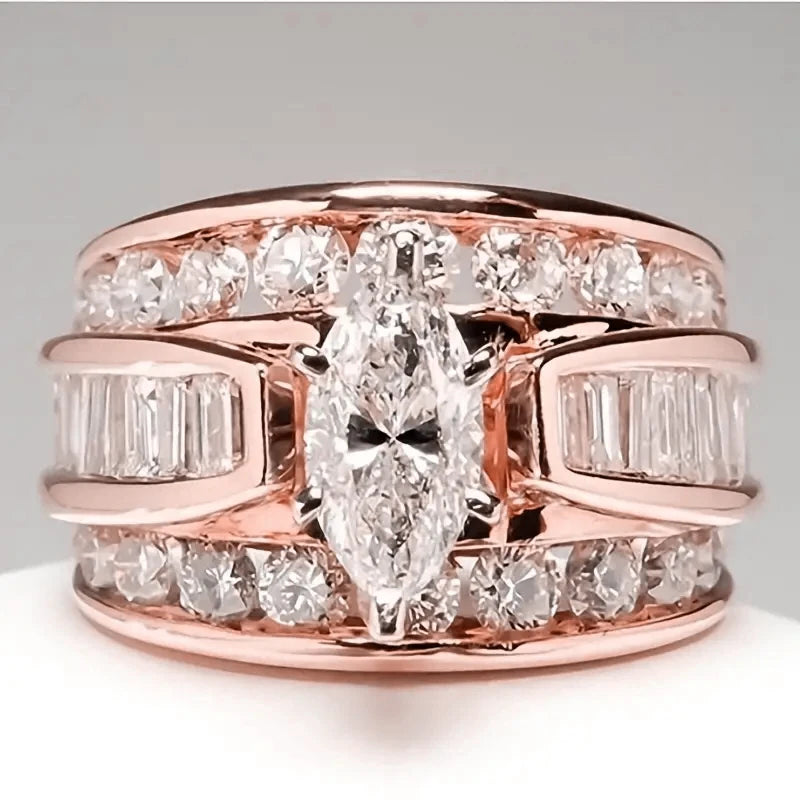 Huitan Marquise Cubic Zirconia Ring – Women's Fashion Band Fashion Ring Axl