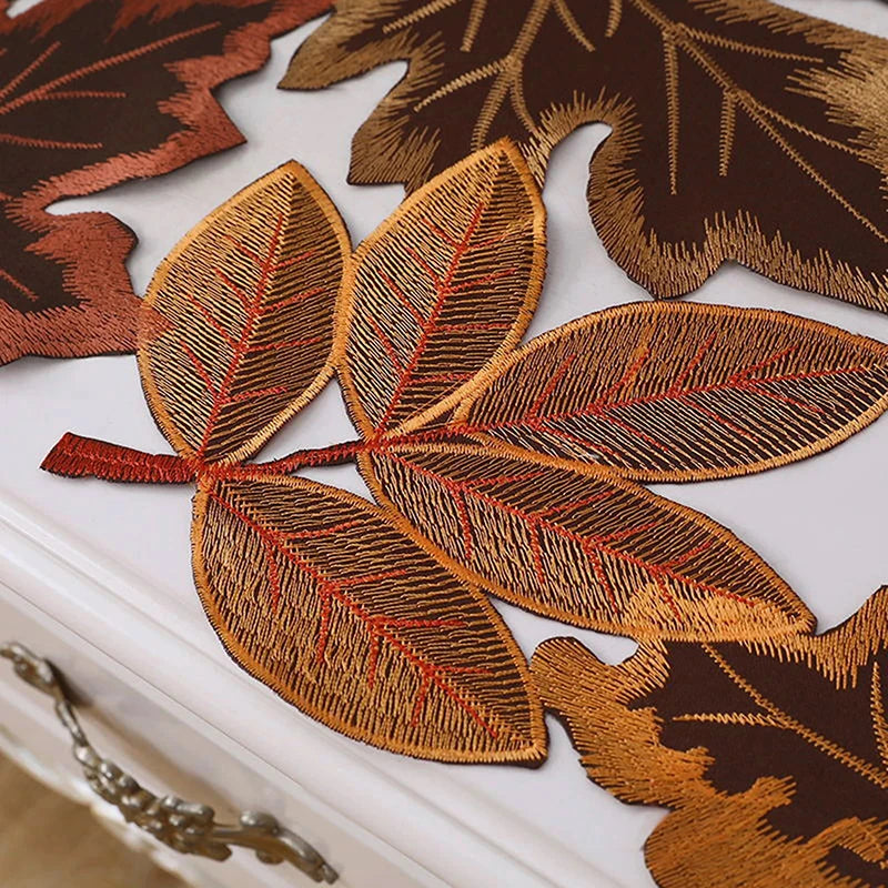 Autumn Maple Leaf Embroidered Table Runner | Farmhouse Décor Embroidered Table Runner Axl