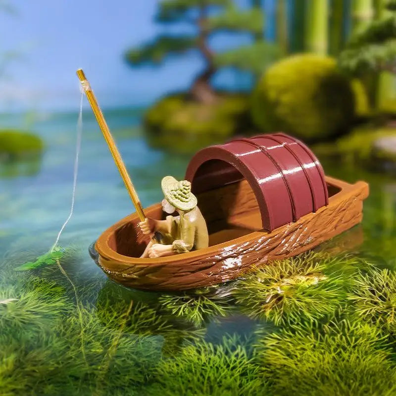 Floating Fisherman Mini Boat Aquarium Decoration | Fish Tank Decor Aquarium Decoration Axl