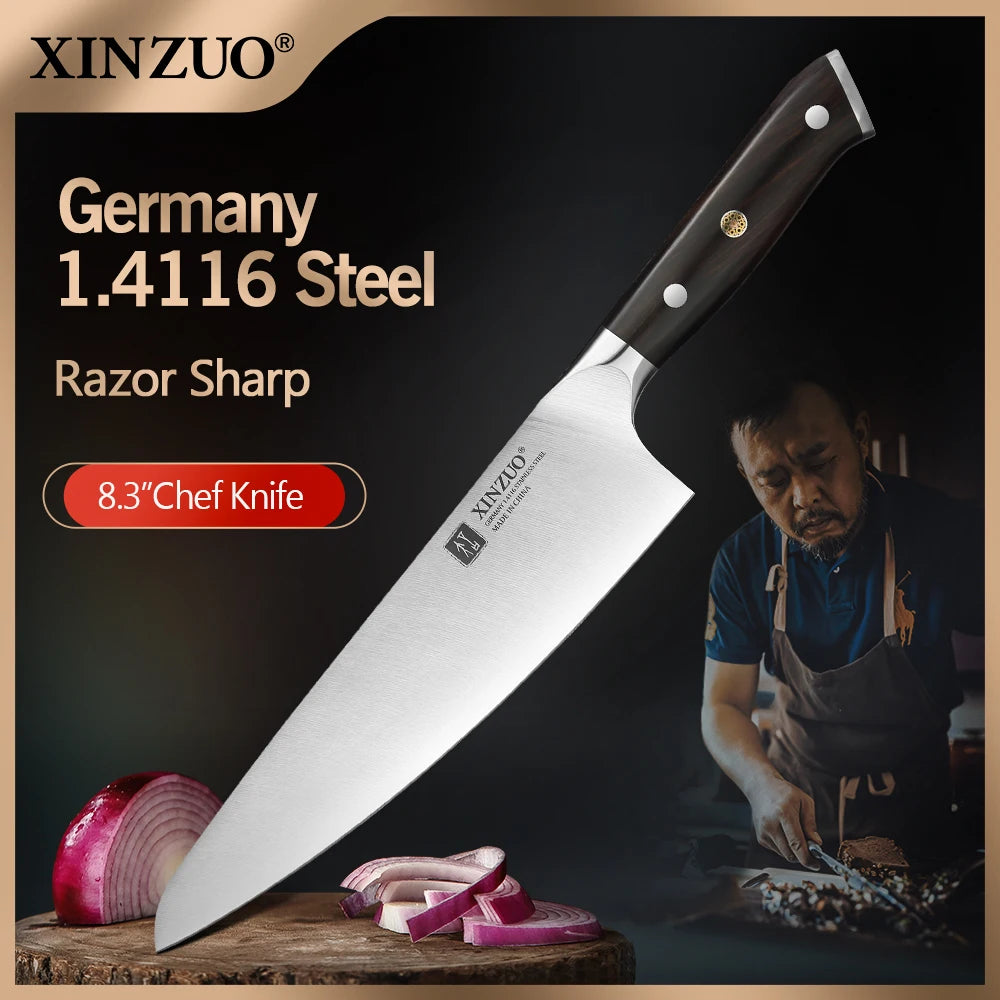 XINZUO 8.3" Chef Knife – German 1.4116 Steel & Ebony Handle Chef Knife Axl