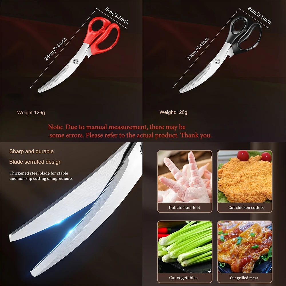 Korean BBQ Stainless Steel Kitchen Scissors | Non-Slip Food Shears Kitchen Scissors Axl