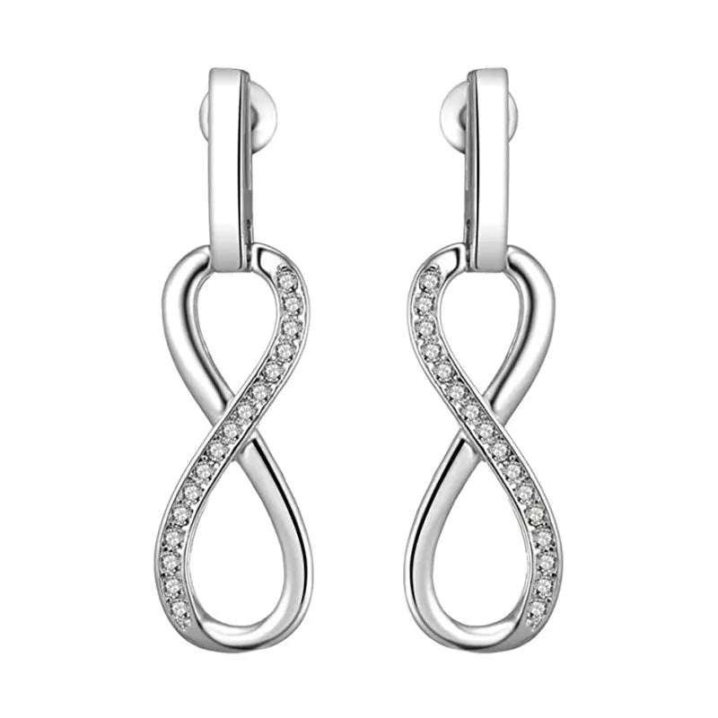 Huitan CZ Stone Silver Drop Earrings – Geometric Women's Jewelry Drop Earrings Axl