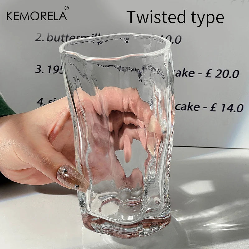 KEMORELA Twist Glass – Iced Coffee & Cold Drink Cup Cocktail Drink Glass Axl