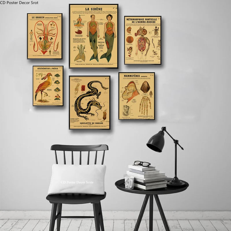 Curious Creatures Retro Kraft Paper Poster | Vintage Wall Art Vintage Wall Poster Axl