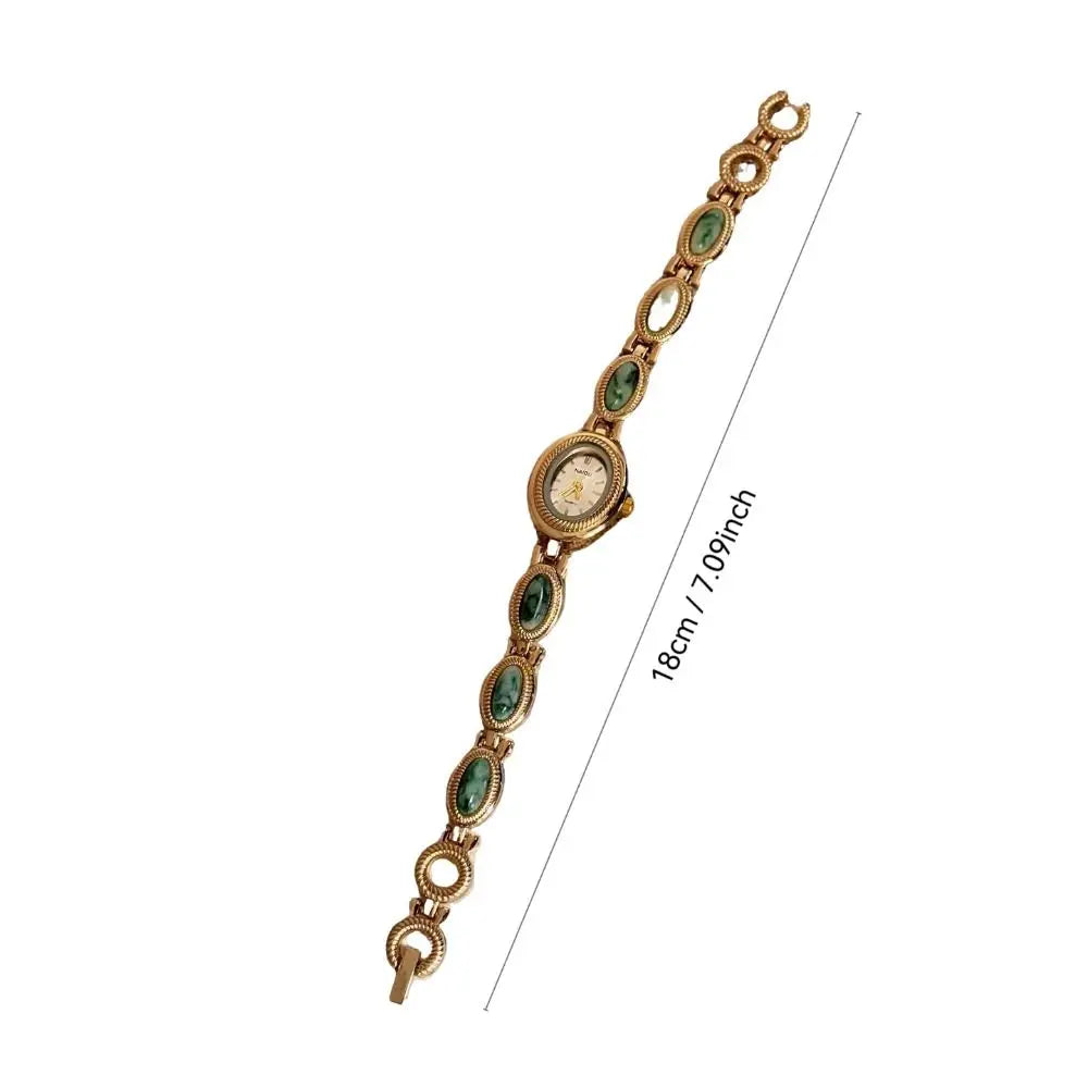 Luxury Oval Bracelet Watch – Vintage Gemstone Quartz Women Bracelet Watch Axl