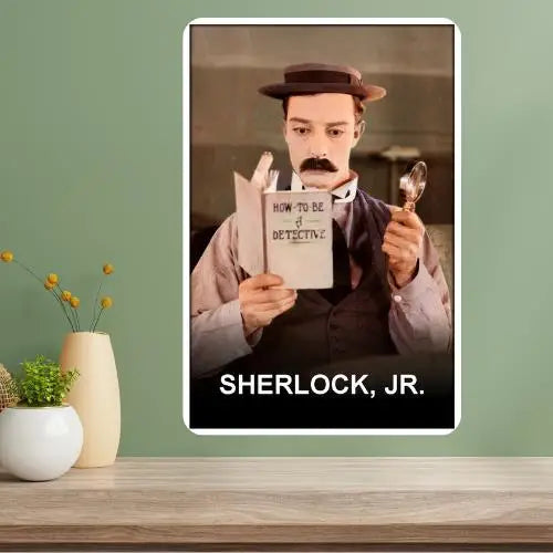 Sherlock Jr Buster Keaton Classic Movie Metal Poster Sign Metal Wall Sign Axl aluminum sign aluminum 14x20cm