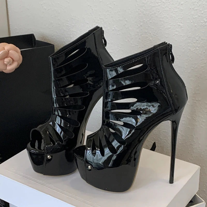 Women's Peep Toe Platform Ankle Boots – Super High Stiletto Platform Ankle Boots Axl