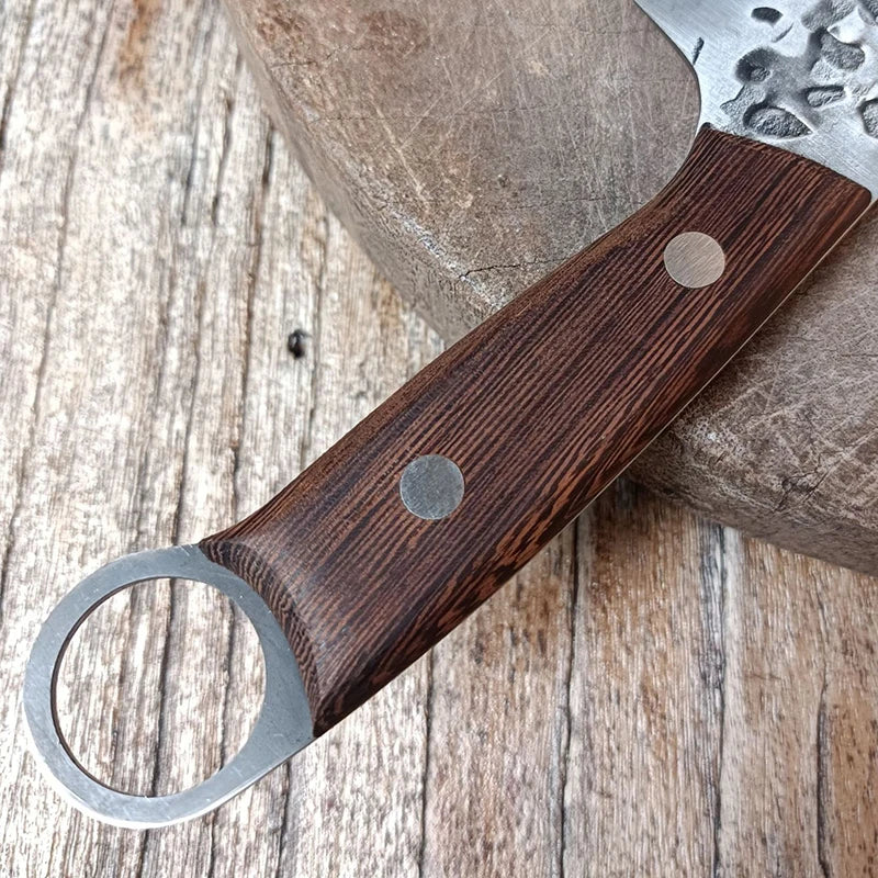 Forged Nakiri Cleaver Knife – Stainless Steel & Wenge Wood Kitchen Cleaver Knife Axl